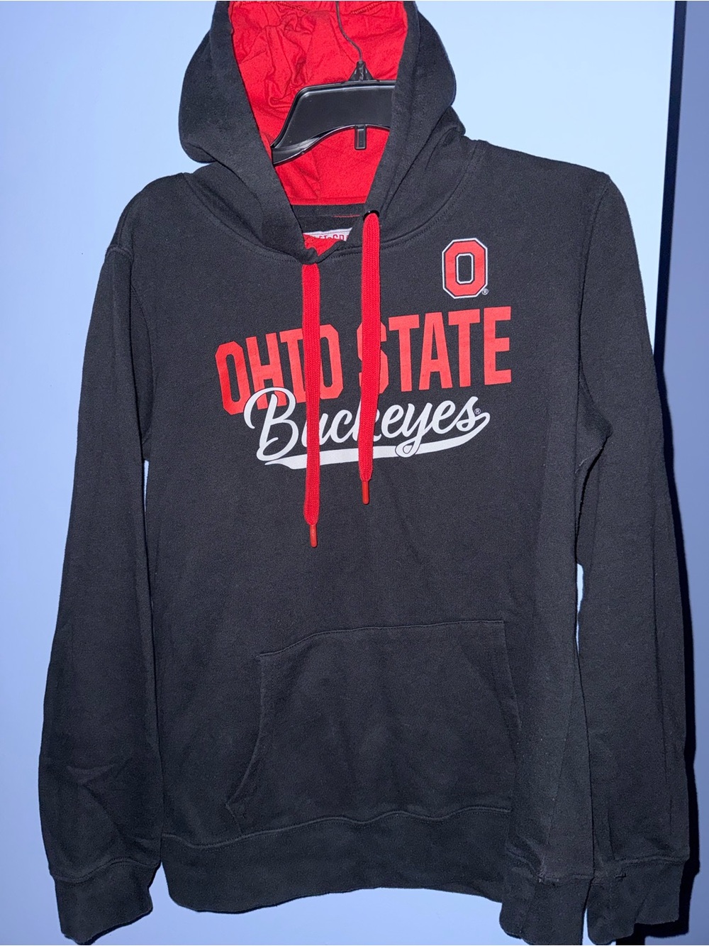 Ohio State Buckeyes Black Crewneck Hoodie with Red Accents